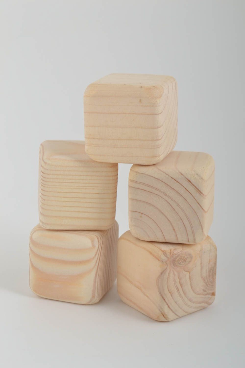 Set of 5 handmade wooden cubes blanks for creativity educational toys for kids photo 2