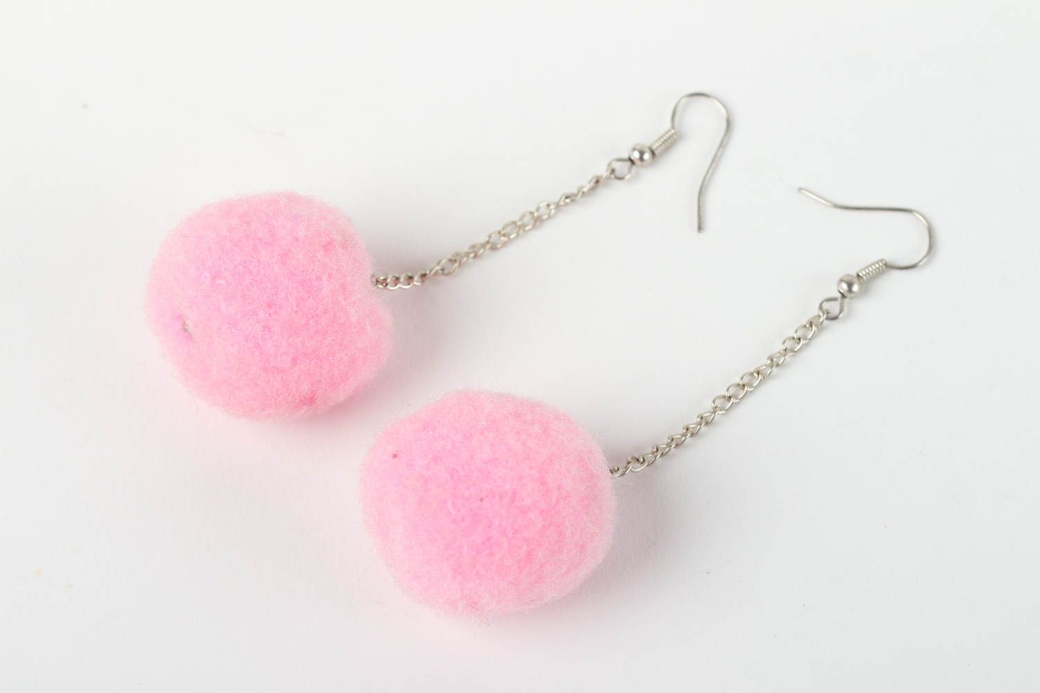 Handmade rosa Kugeln Ohrringe Designer Schmuck Accessoire für Frauen aus Filz foto 2