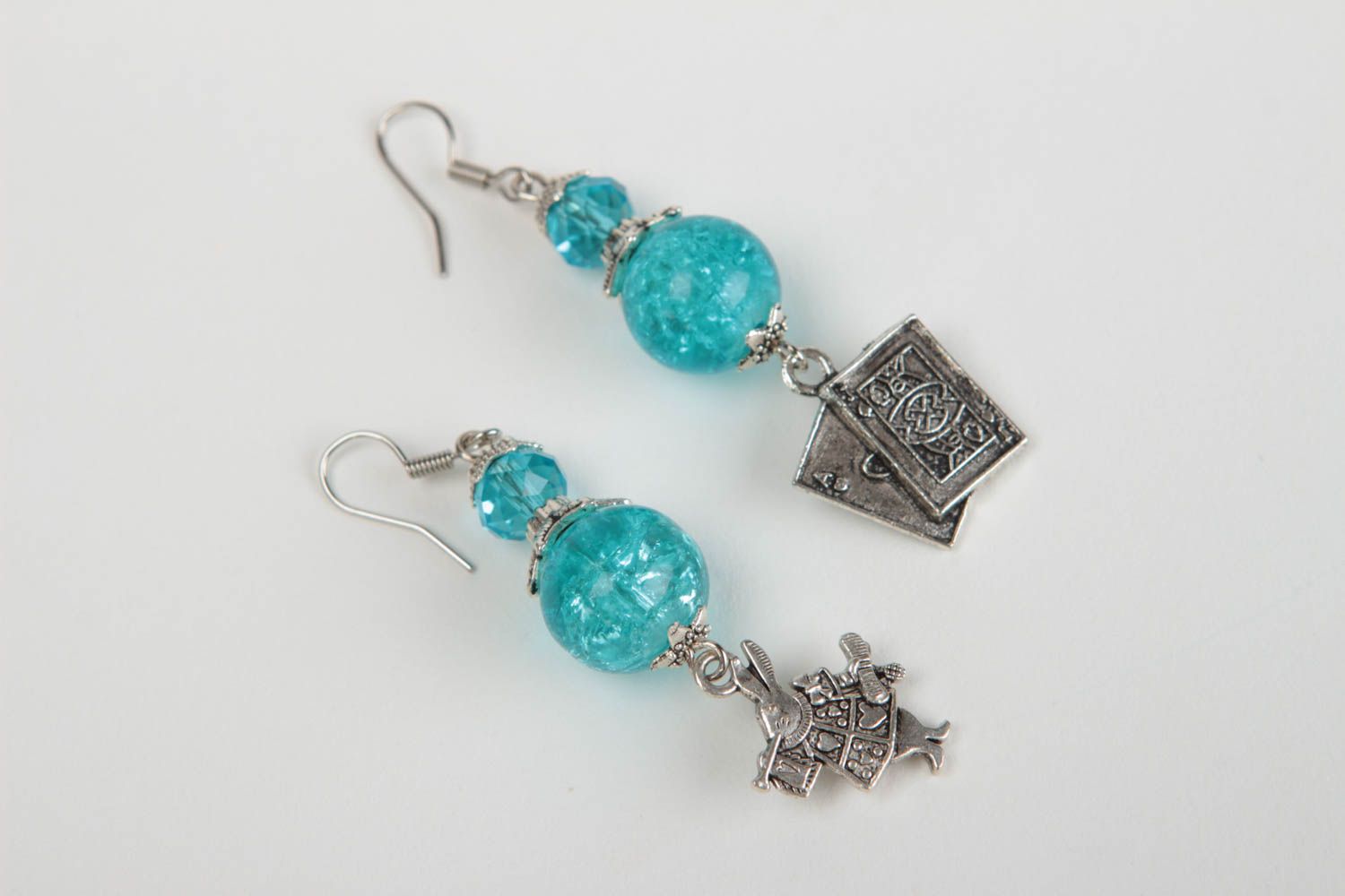 Unusual handmade metal earrings with beads crystal earrings gifts for her photo 2