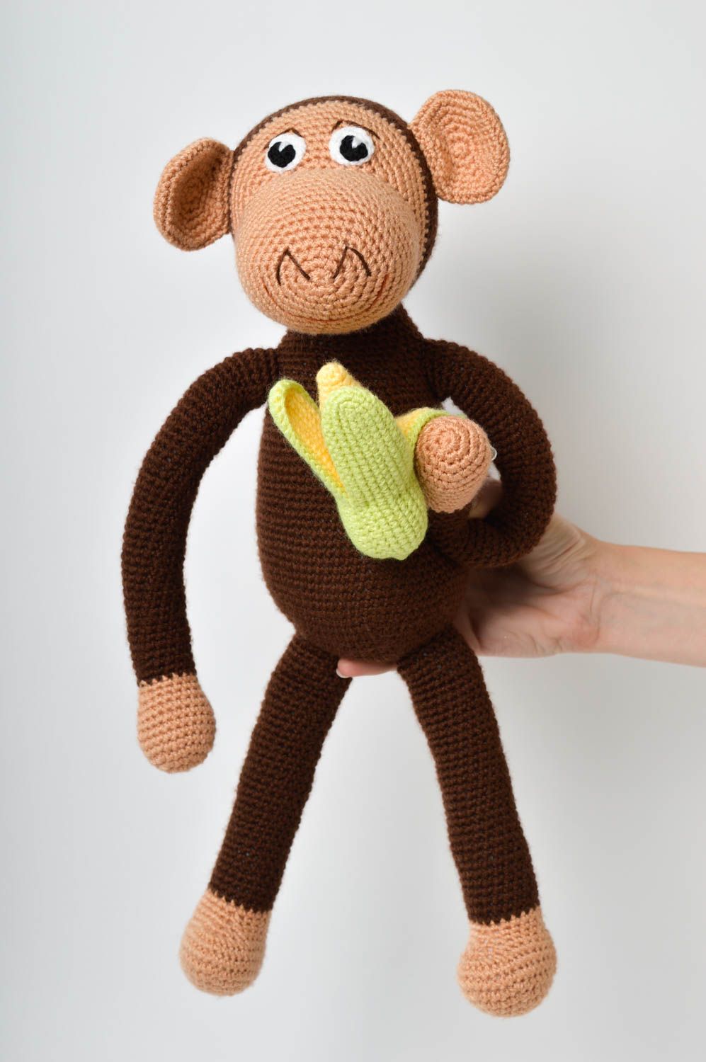 Детская игрушка ручной работы игрушка животное вязаная игрушка обезьянка  фото 5