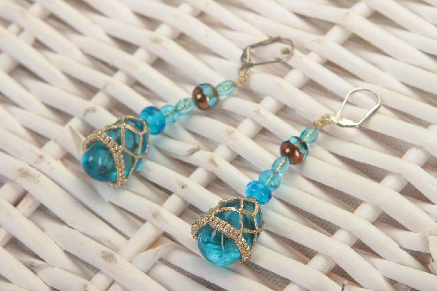 Handmade earrings unusual accessories designer glass jewelry present for women photo 1