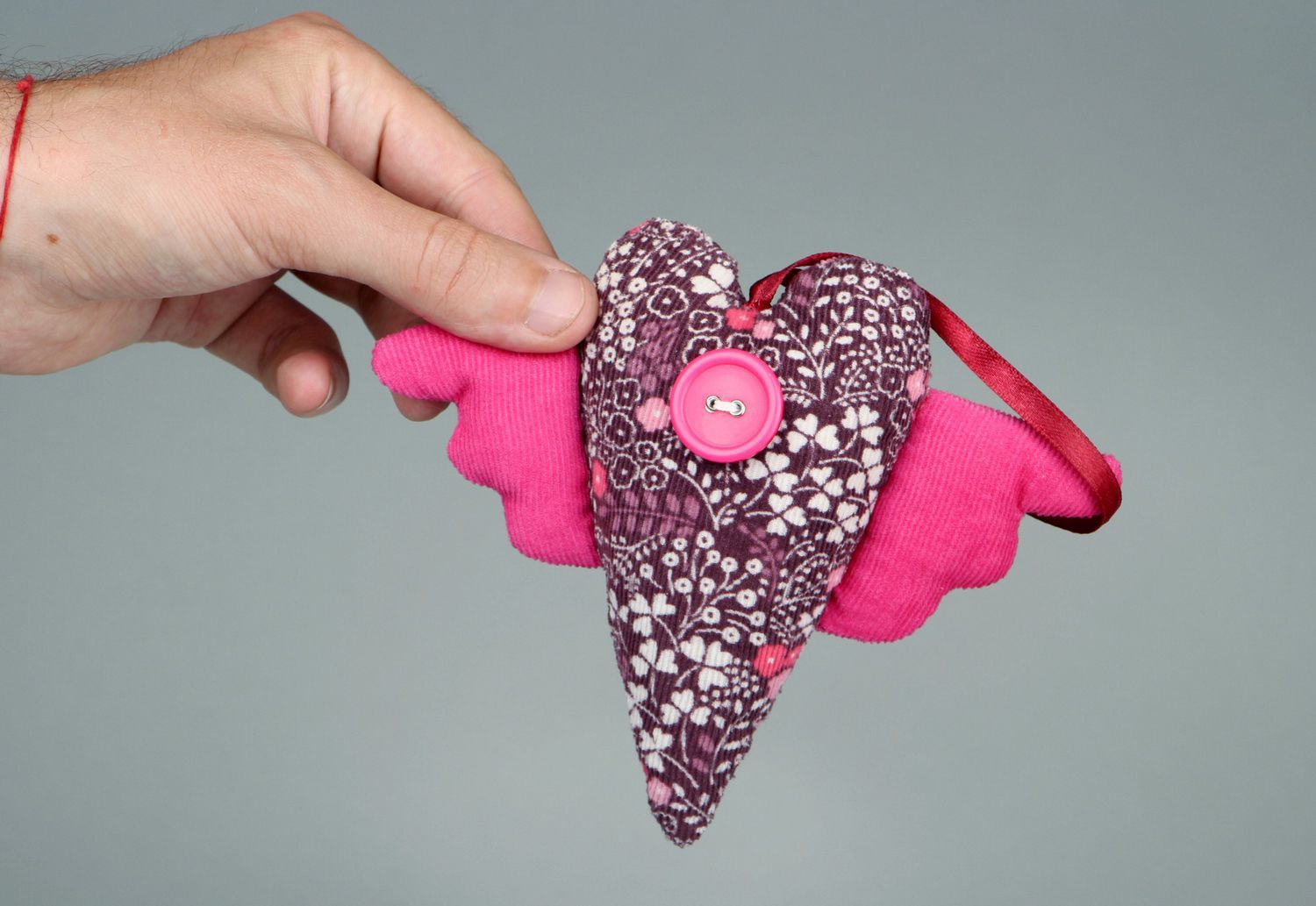 Decorative fabric pendant Heart with wings photo 5