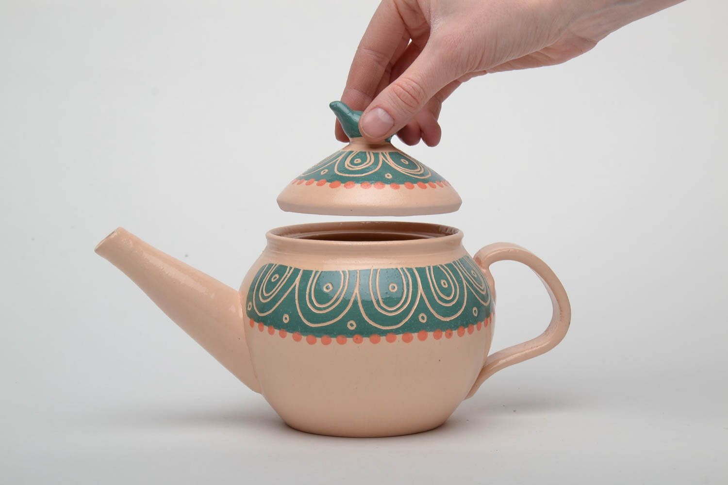 Keramik Teekanne mit Ornament foto 5