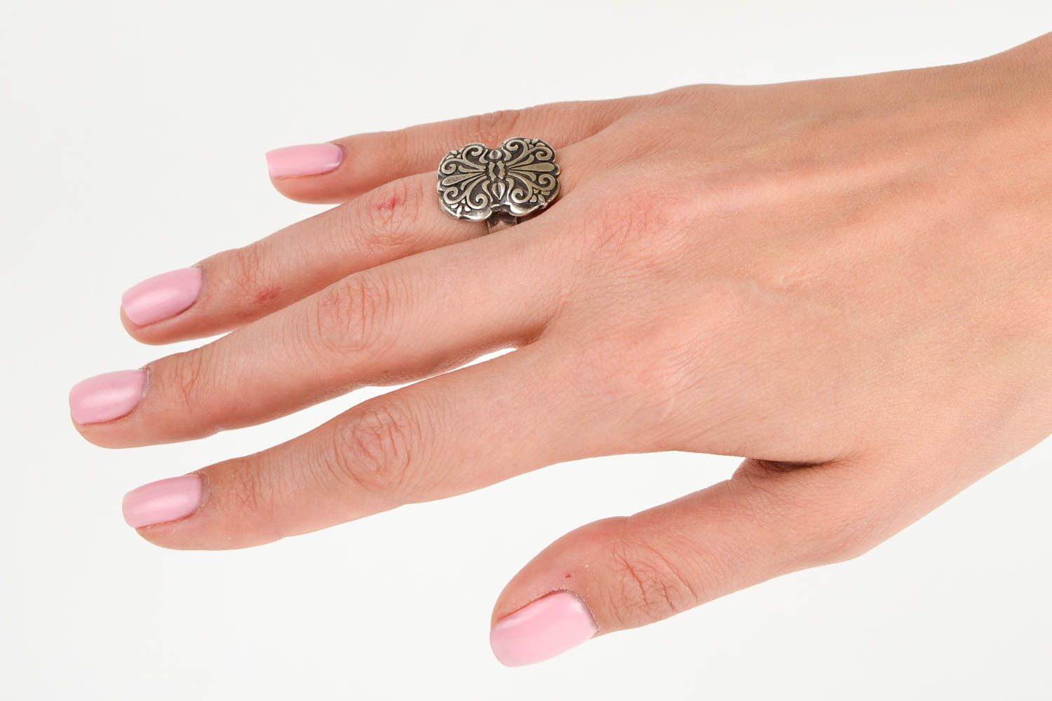 Кольцо ручной работы металлическое украшение женский перстень литой красивый фото 2