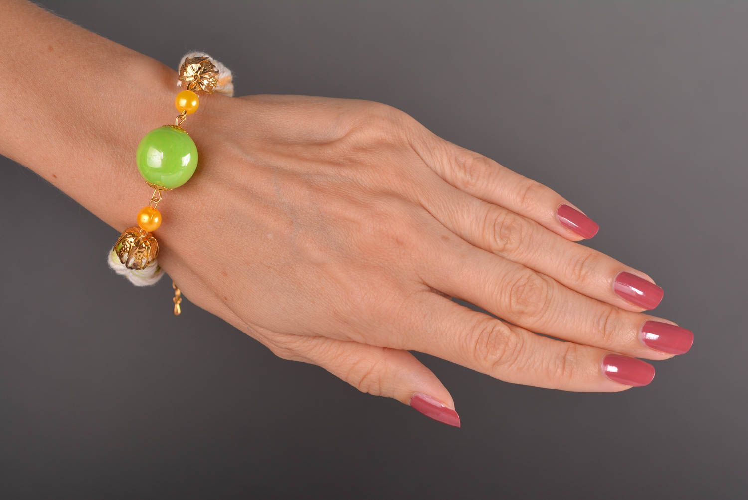 Bracelet fantaisie Bijou fait main tressé fils métal perles Cadeau femme photo 2