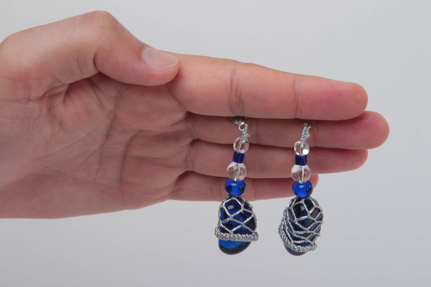 Handmade lange Ohrringe Damen Schmuck Accessoire für Frauen aus Perlen schön foto 5