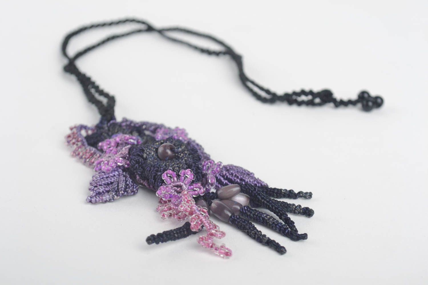 Flower jewelry macrame necklace handmade jewellery women accessories gift ideas photo 4