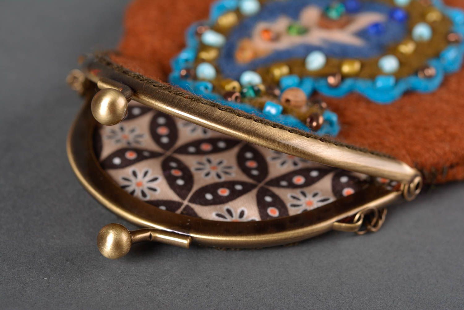 Handmade small purse beaded wallet present for women designer accessories photo 3