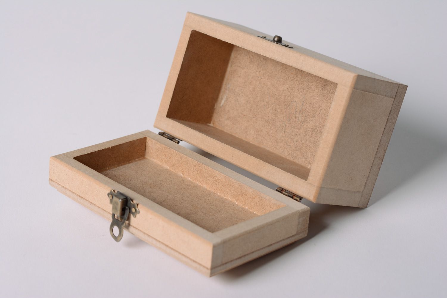 Rectangular jewelry box with metal lock handmade MDF craft blank for decoration  photo 5