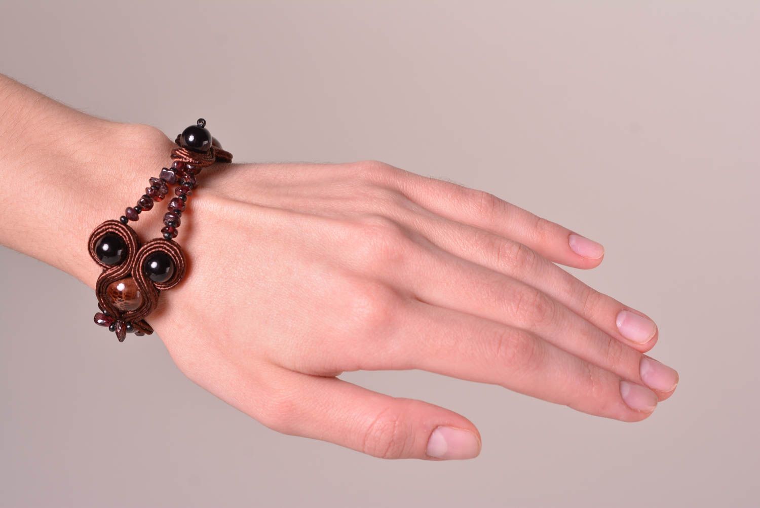 Handmade soutache bracelet gemstone bracelet designs textile jewelry for girls photo 1