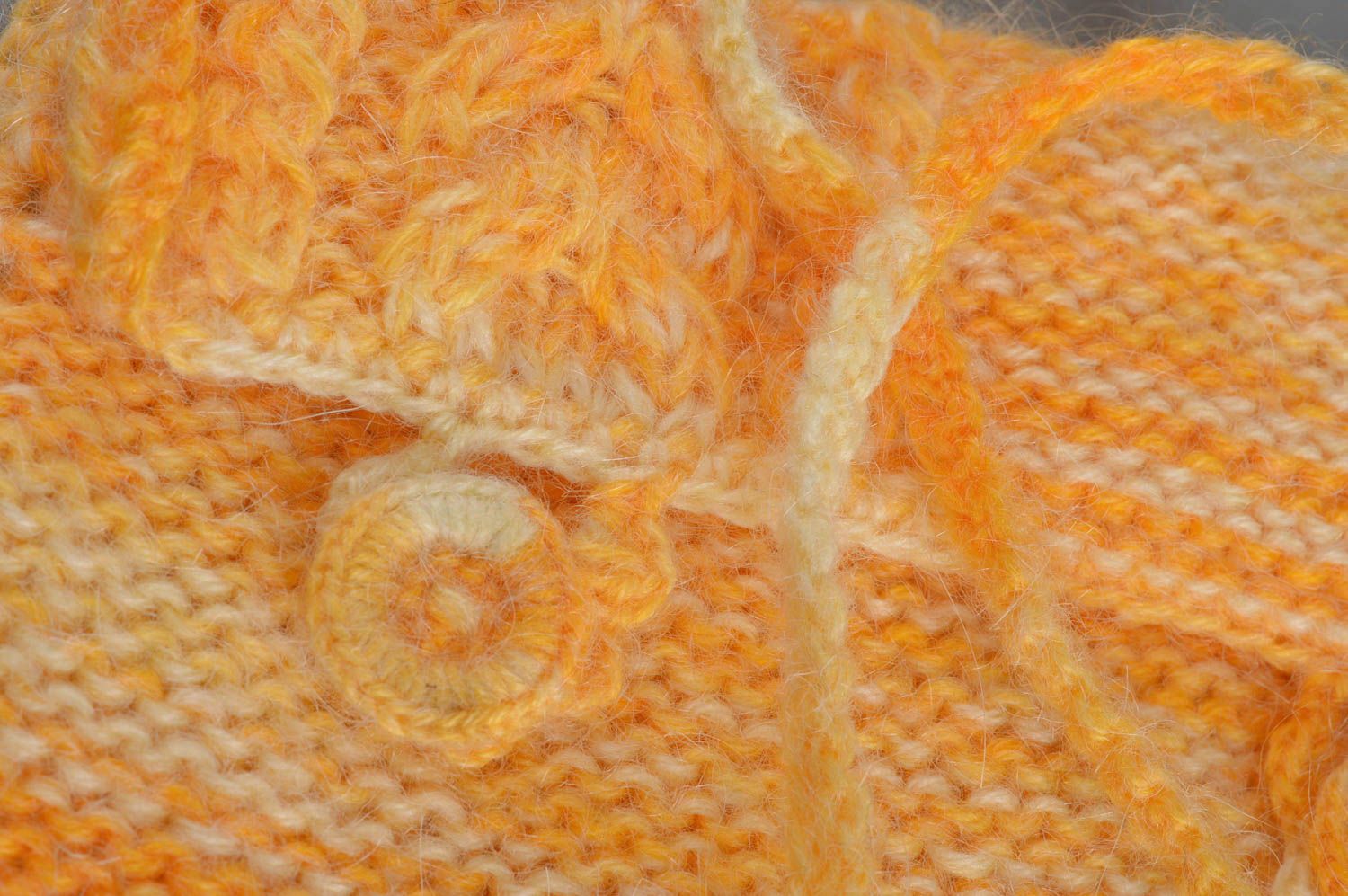 Petit sac bandoulière orange tricoté en laine stylé fait main original photo 2