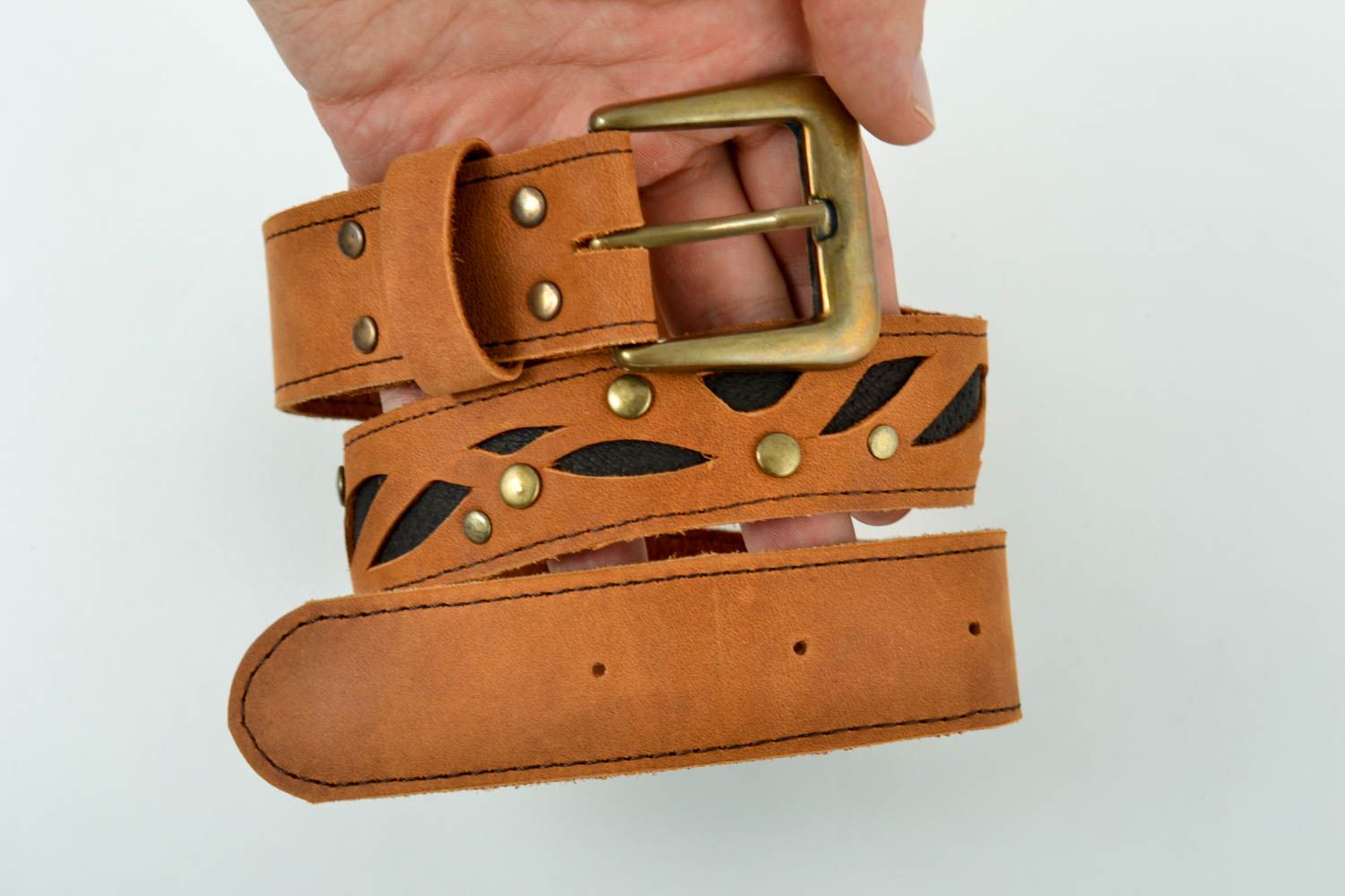 Handgemachter Damen Gürtel Accessoires für Frauen Gürtel aus Leder in Braun foto 5