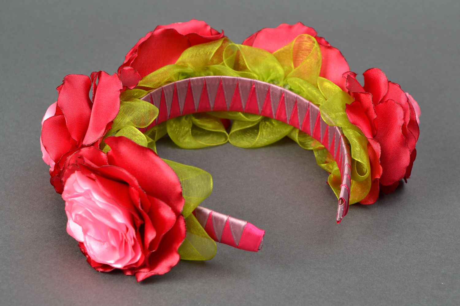 Satin ribbon flower headband photo 3