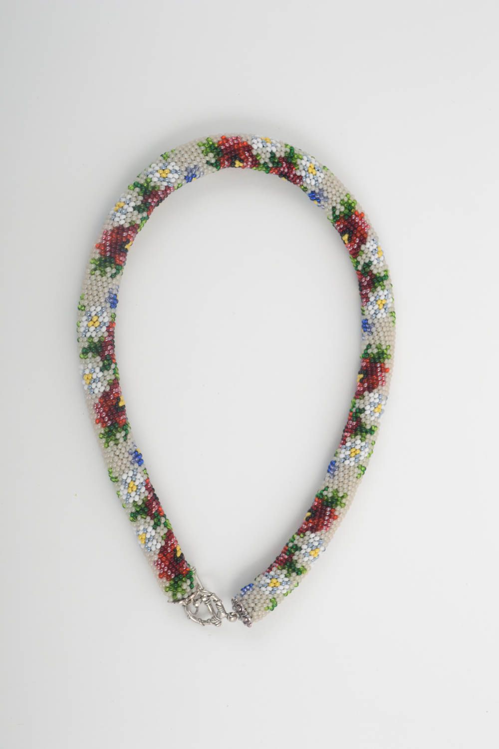 Handmade massive cute necklace beaded cord necklace stylish jewelry gift photo 3