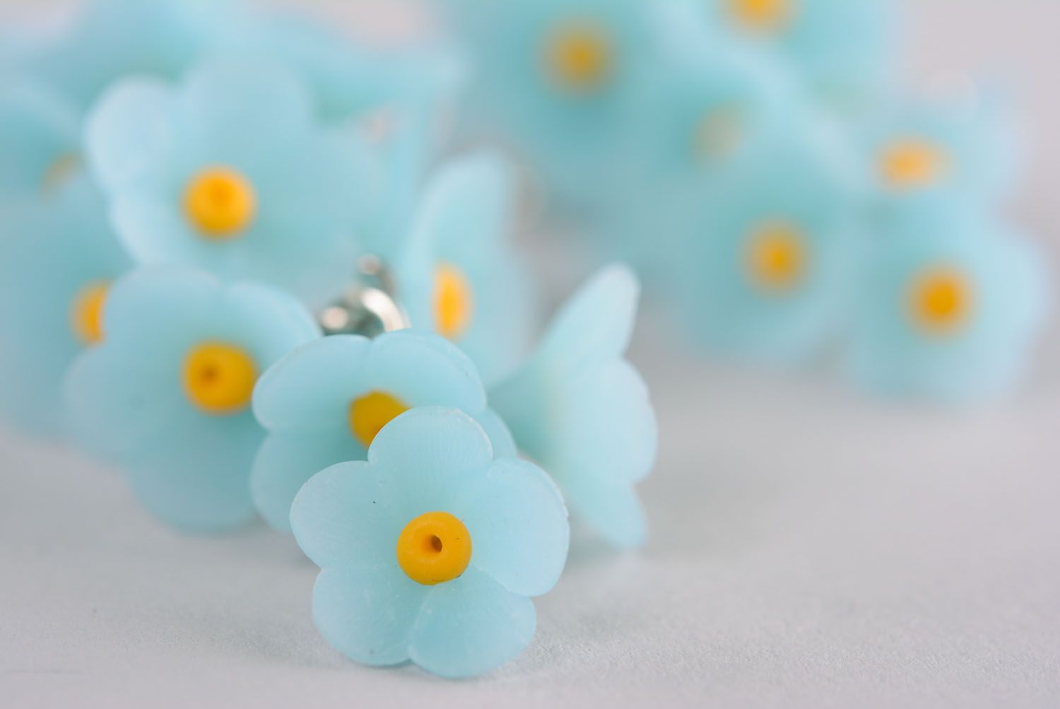 Polymer clay earrings Forget-Me-Nots photo 3
