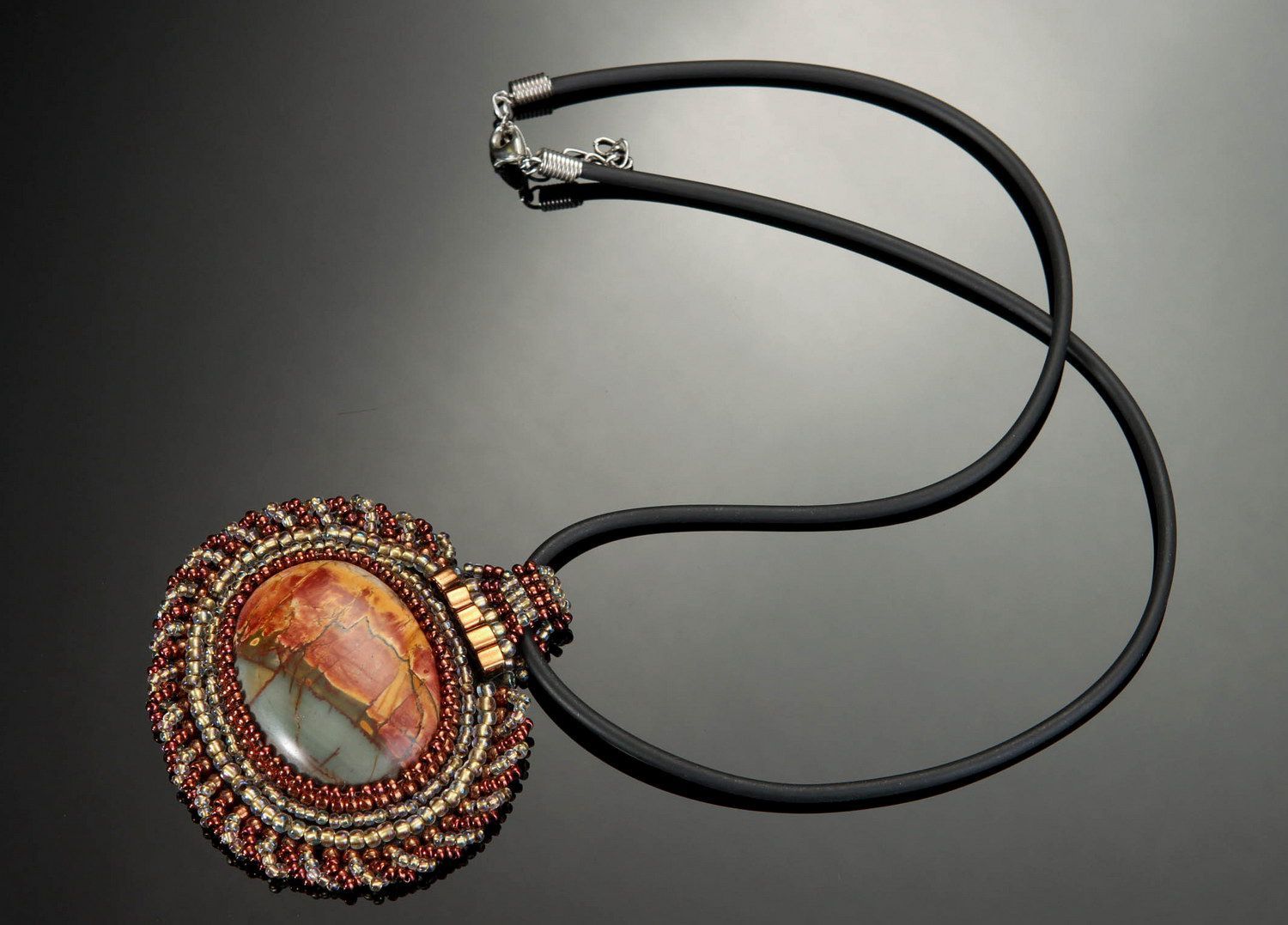 Handmade pendant with jasper photo 3