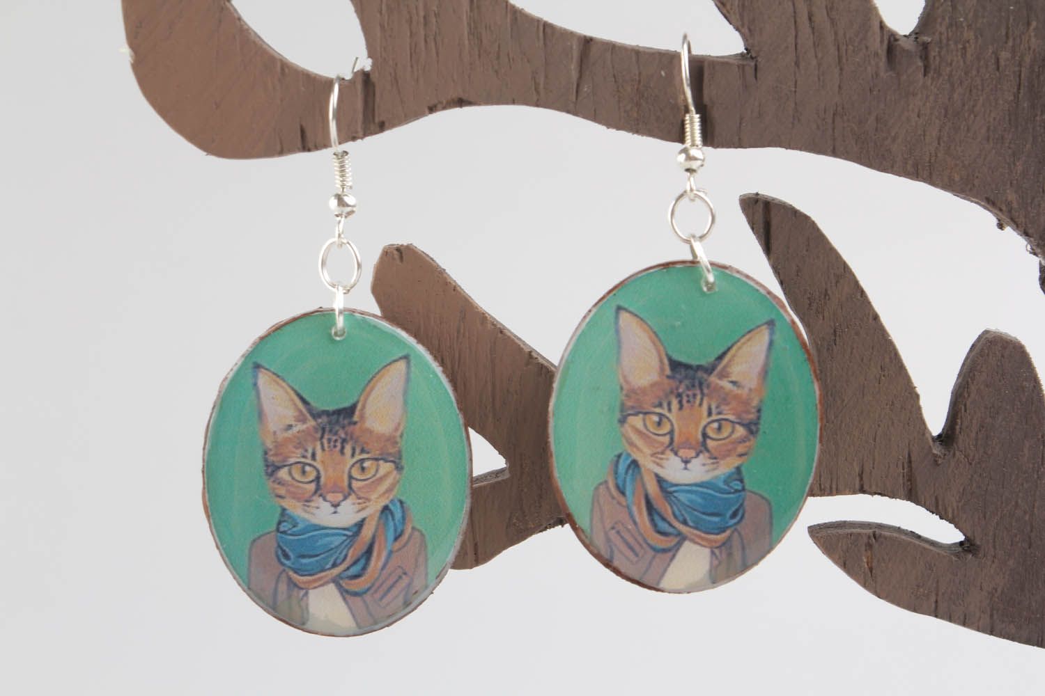 Round earrings Cats photo 1