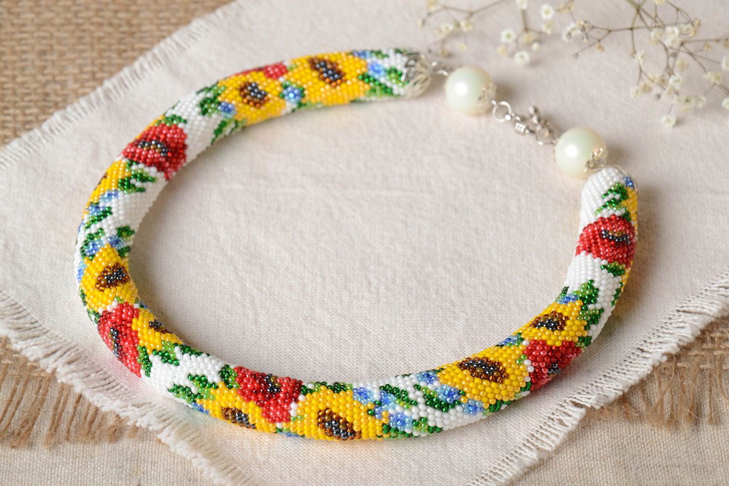 Collier spirale Bijou fait main multicolore perles rocaille design Cadeau femme photo 1