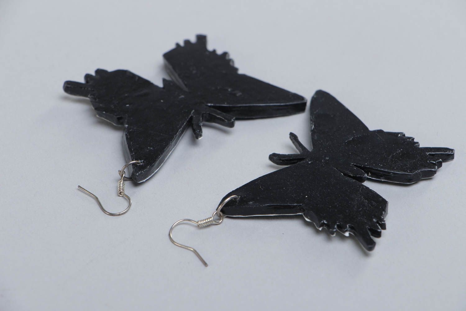Beautiful handmade earrings with self-hardening plastic charms Butterflies photo 4