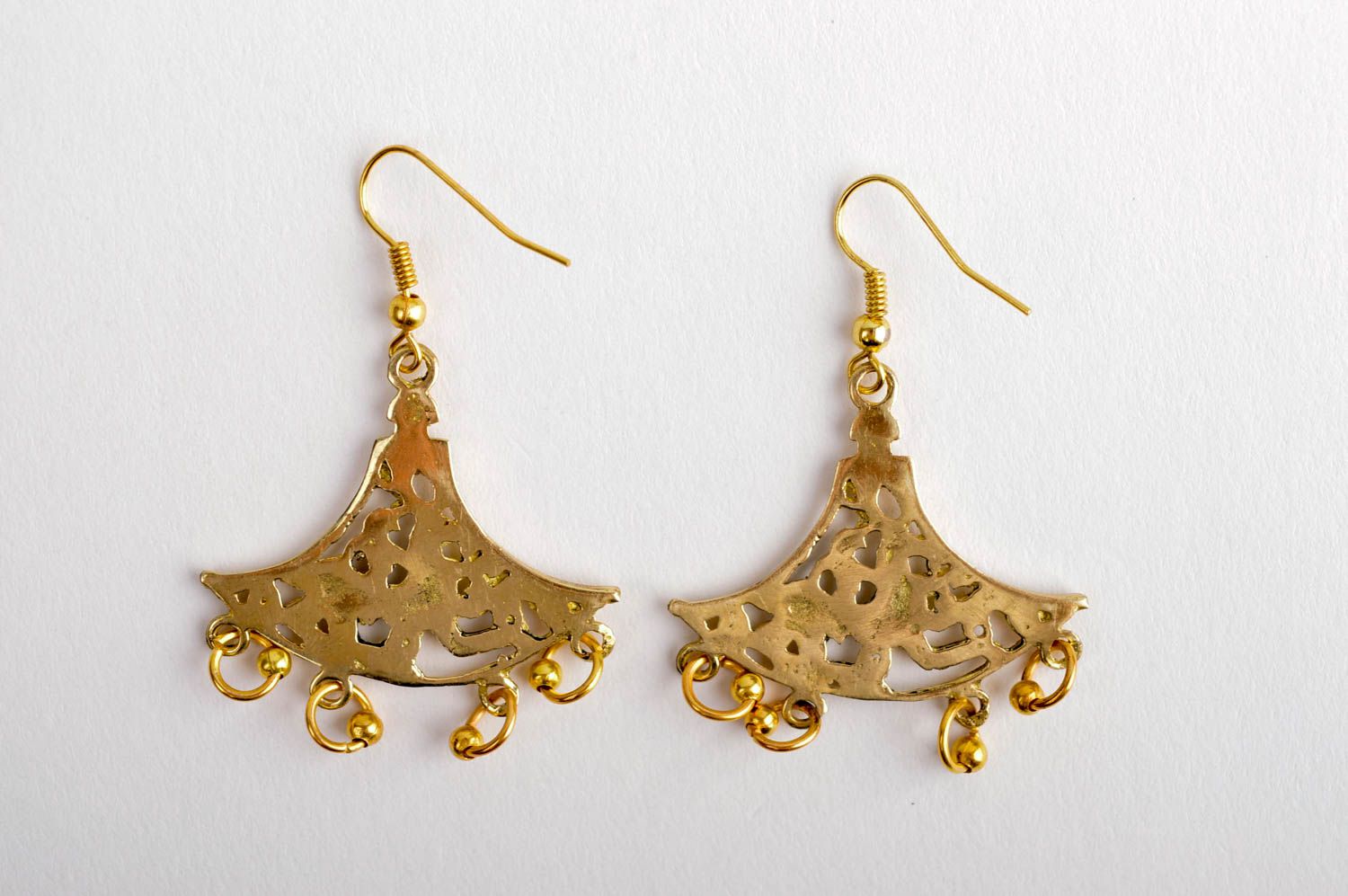 Lange Ohrhänger handmade Metall Schmuck Ohrringe für Damen orientalisch Messing foto 4