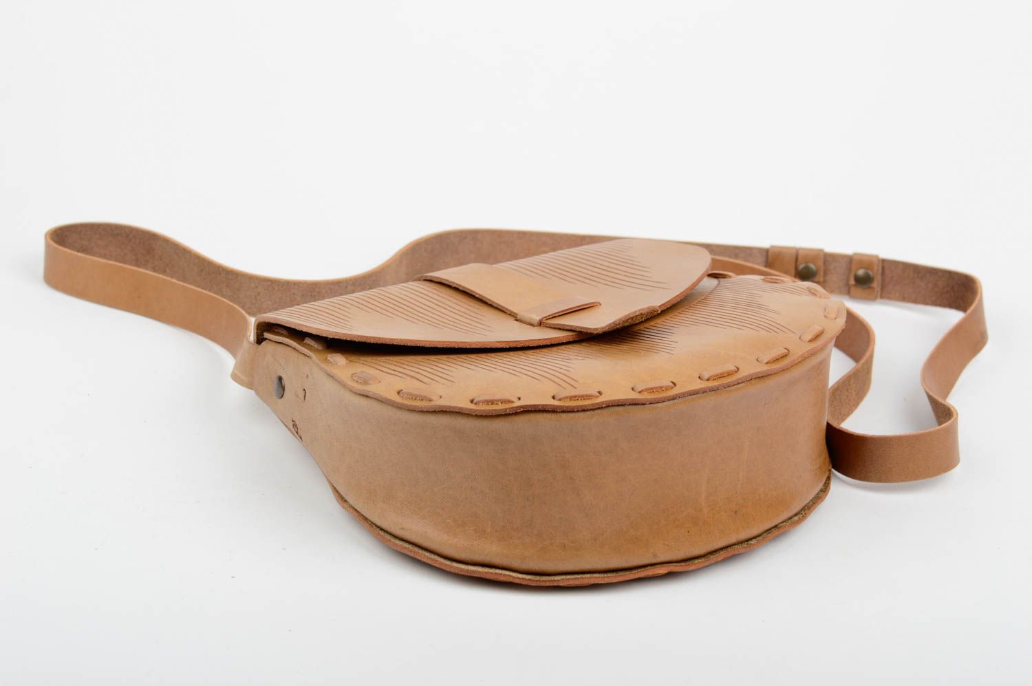 Bolso de cuero natural marrón hecho a mano accesorio de moda regalo original foto 5