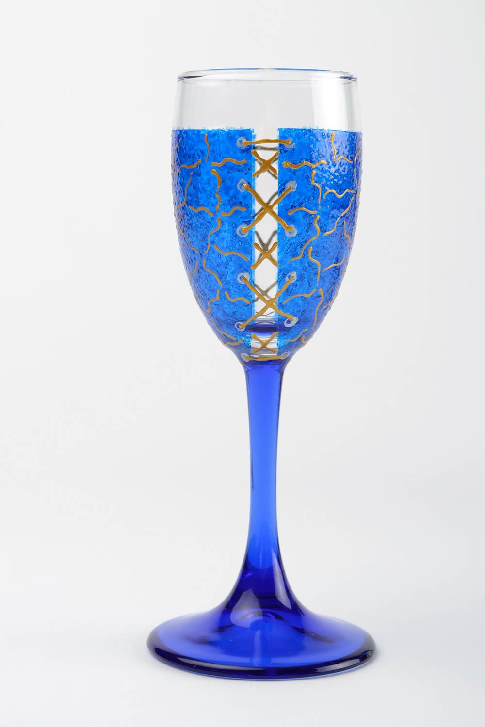 Flûte champagne fait main Verre à vin Service vaisselle 7.3 cl bleue belle photo 4