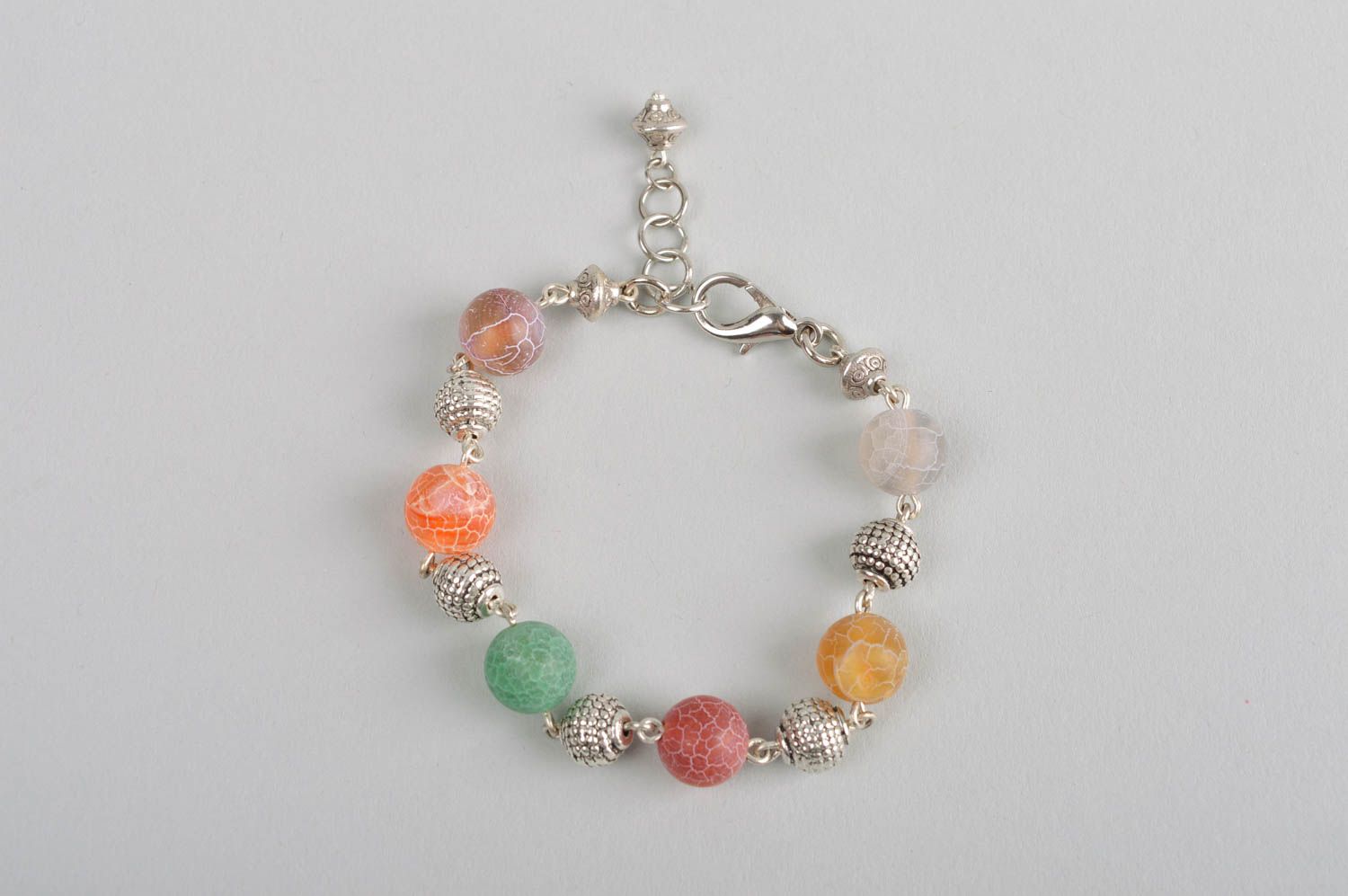 Handmade gemstone bead bracelet metal bracelet handmade accessories for girls photo 2
