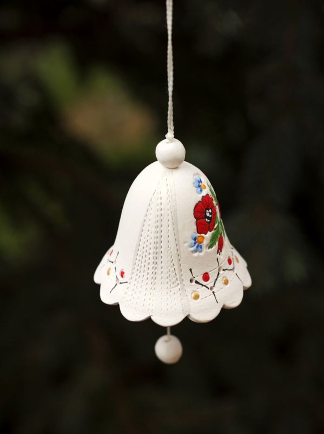 Ceramic bells interior pendant Blossom of poppies  photo 2