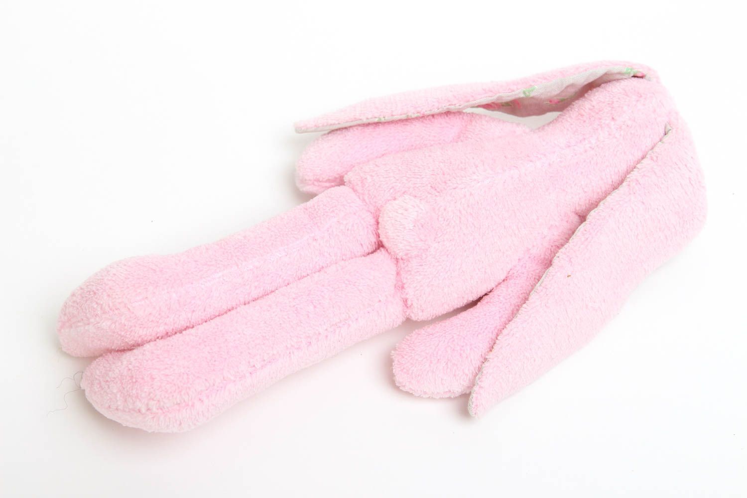 Giocattolo a maglia fatto a mano pupazzo morbido a forma di lepre rosa foto 4
