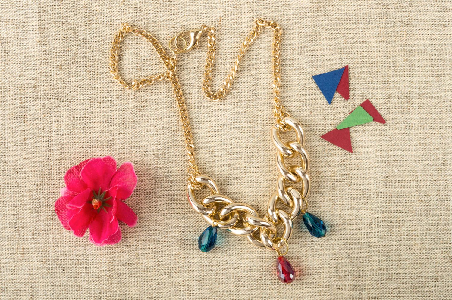 Handmade beautiful pendant stylish female necklace jewelry made of glass photo 1