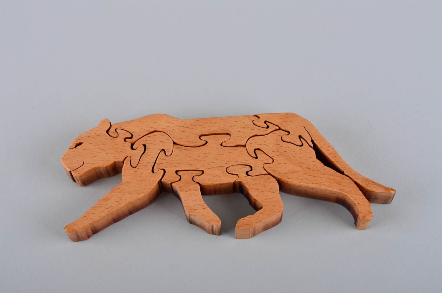 Rompecabezas de madera artesanal juguete infantil pasatiempo original tigre foto 4