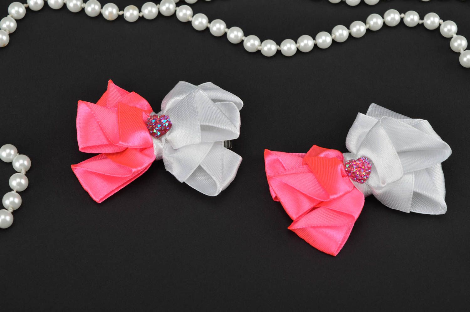 Beautiful handmade hair bow textile bow hair clip 2 pieces accessories for girls photo 1