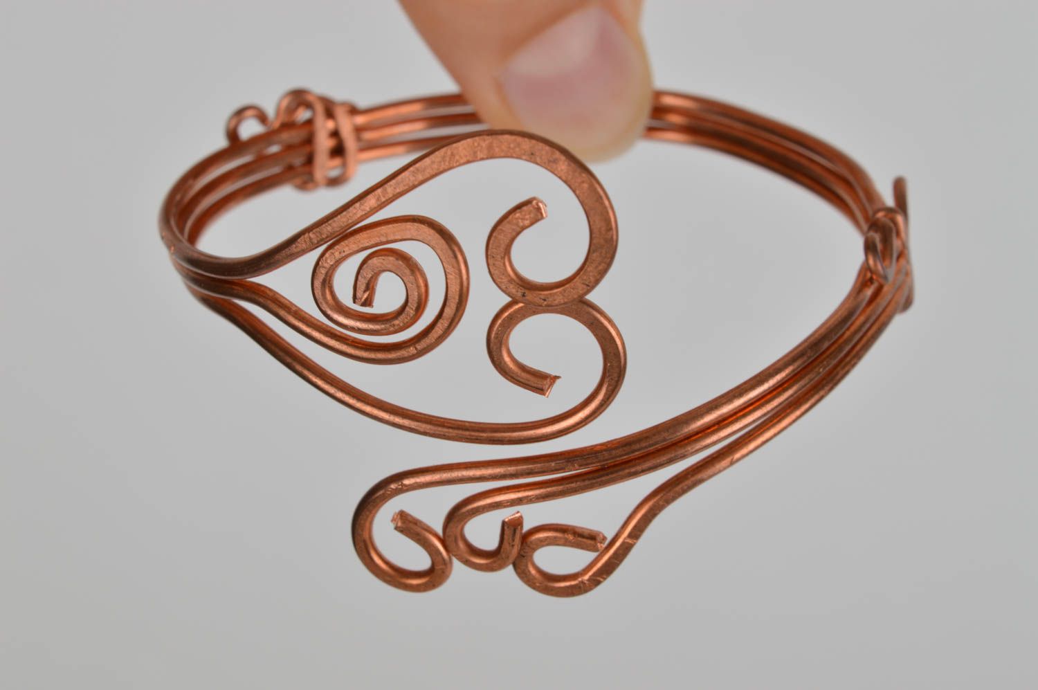 Pulsera de metal de cobre artesanal accesorio para mujer regalo original foto 3