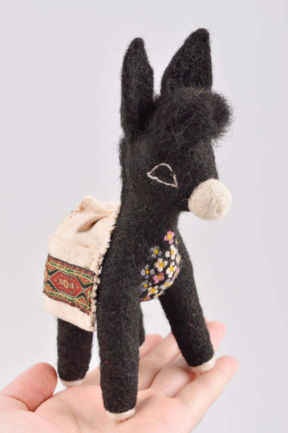 Beautiful handmade soft toy felted wool donkey toy best toys for kids gift ideas photo 5