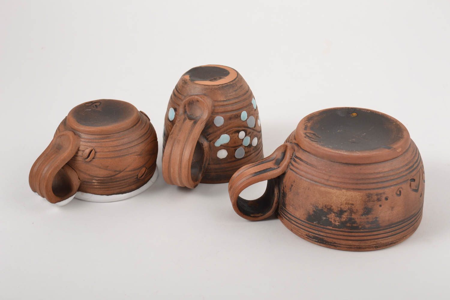 Set of 3 three handmade ceramic coffee cups of 3 oz, 5 oz, and 8 oz, 1,19 lb photo 4