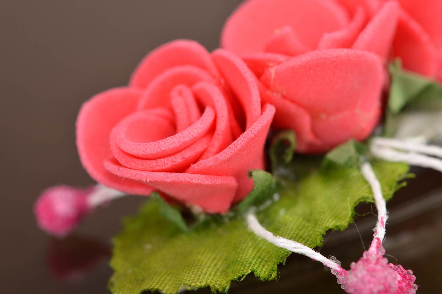 Pince à cheveux fleurs roses artificielles faite main jolie pour fillette photo 4