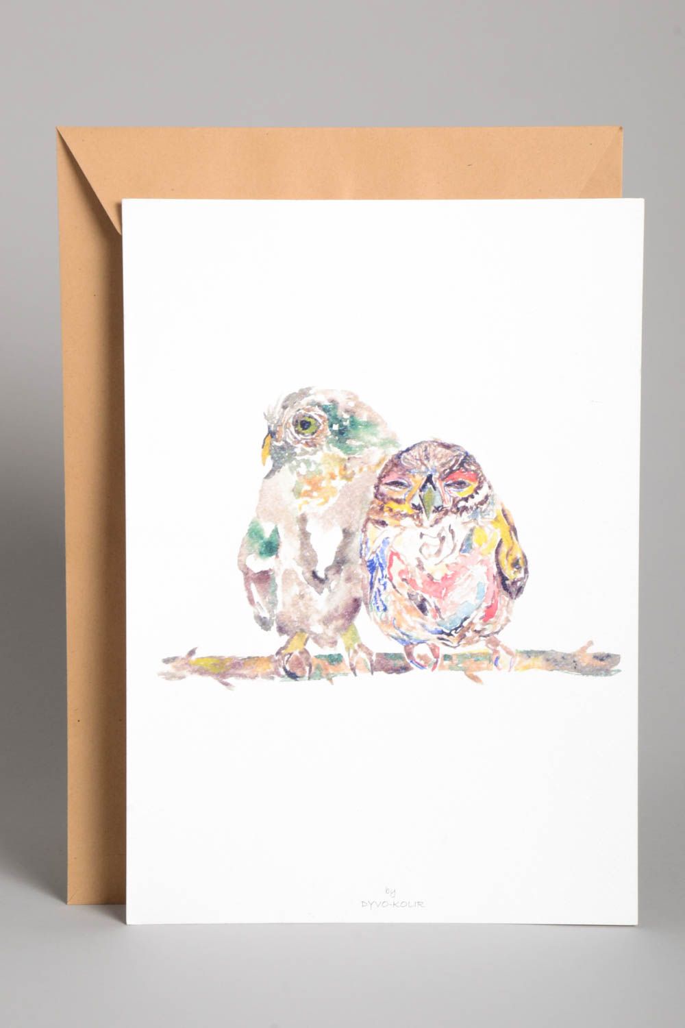 Яркая открытка ручной работы поздравительная открытка совы красивая открытка фото 1