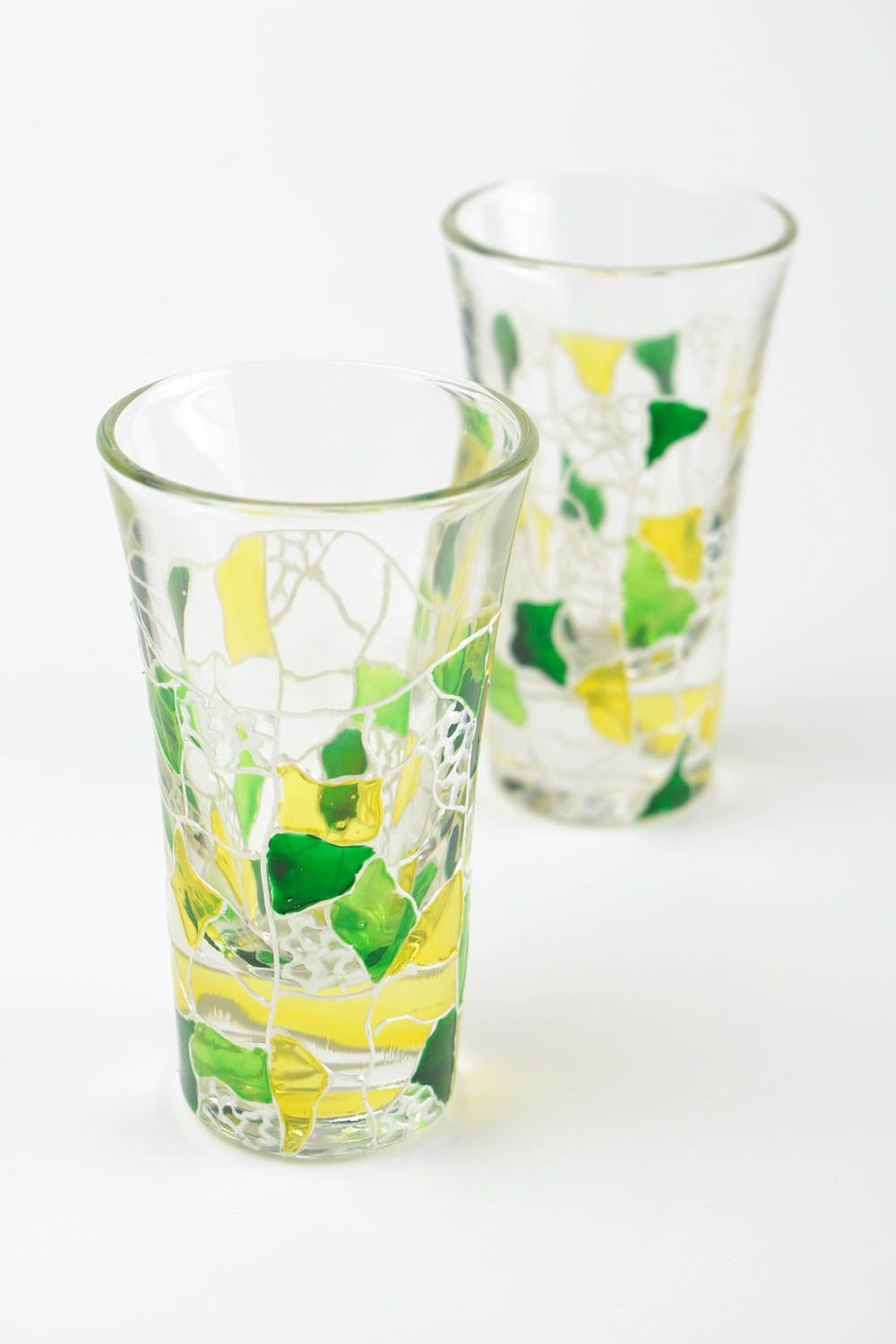 Beautiful handmade shot glass unusual glass ware table decor 2 pieces photo 1
