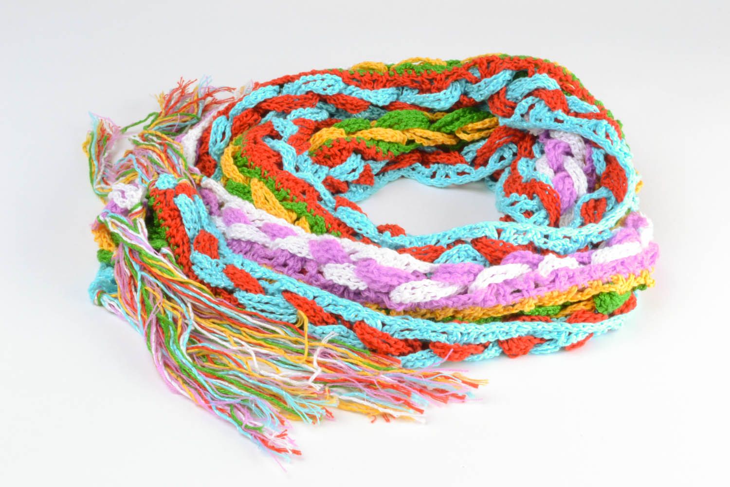 Разноцветный теплый шарф фото 5