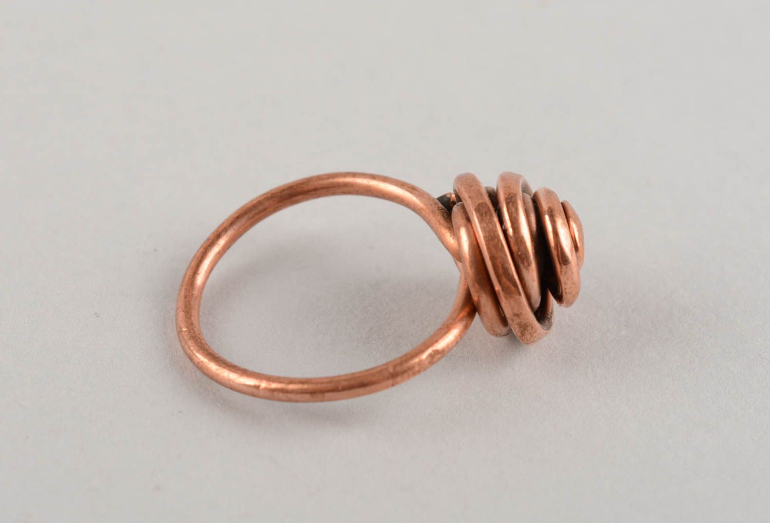 Beautiful female ring made of copper of an unusual shape for stylish girls photo 3