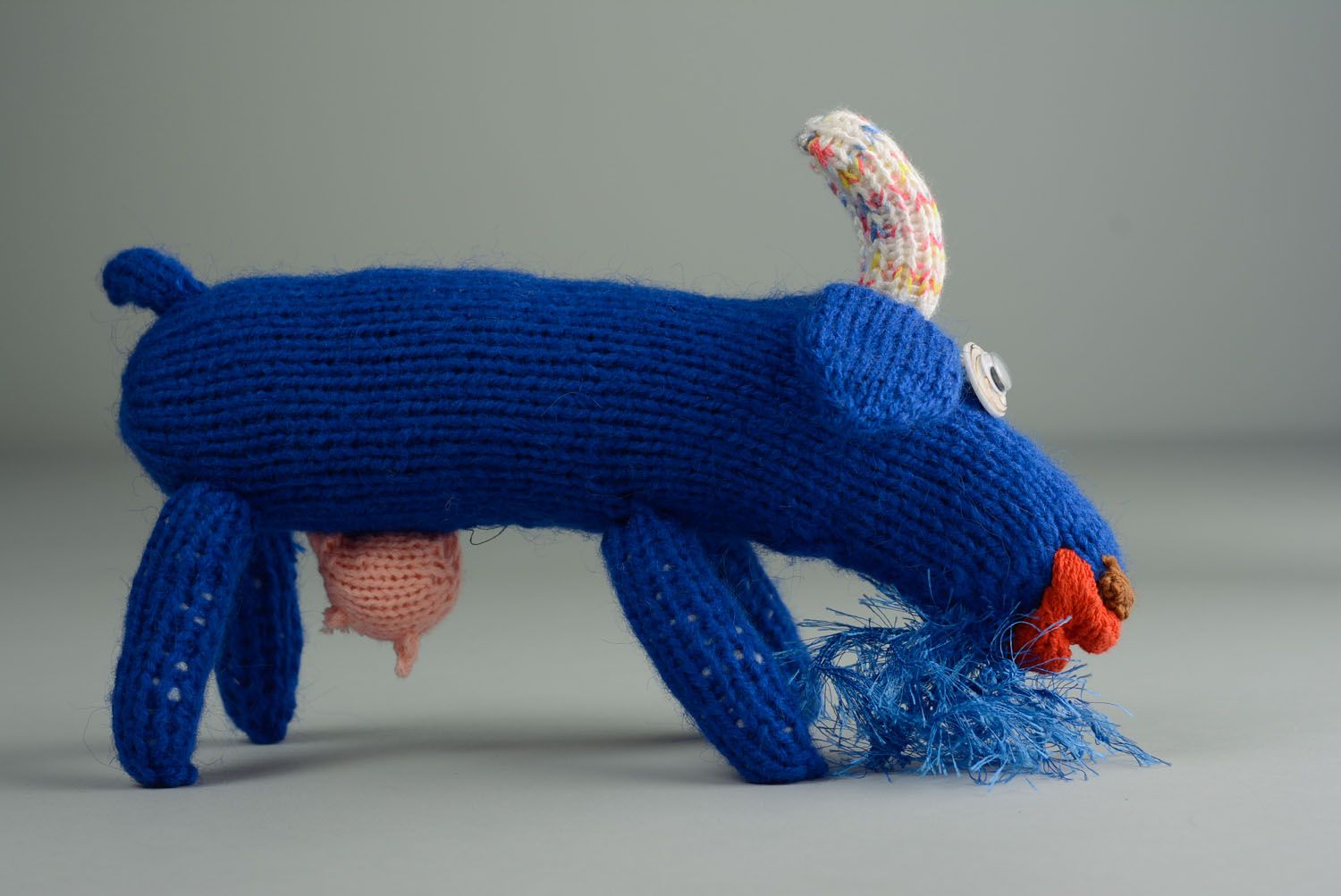 Jouet mou tricoté Chèvre bleue photo 2