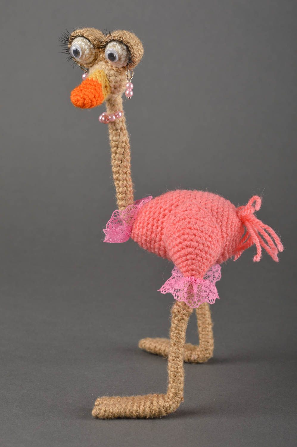 Jouet oiseau Décor maison fait main Autruche amusante tricotée Cadeau original photo 4