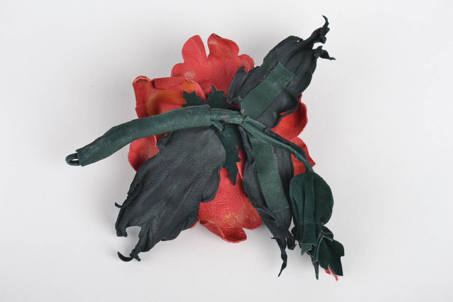 Broche fleur Bijou fantaisie Accessoire femme en cuir naturel tendre cadeau photo 3