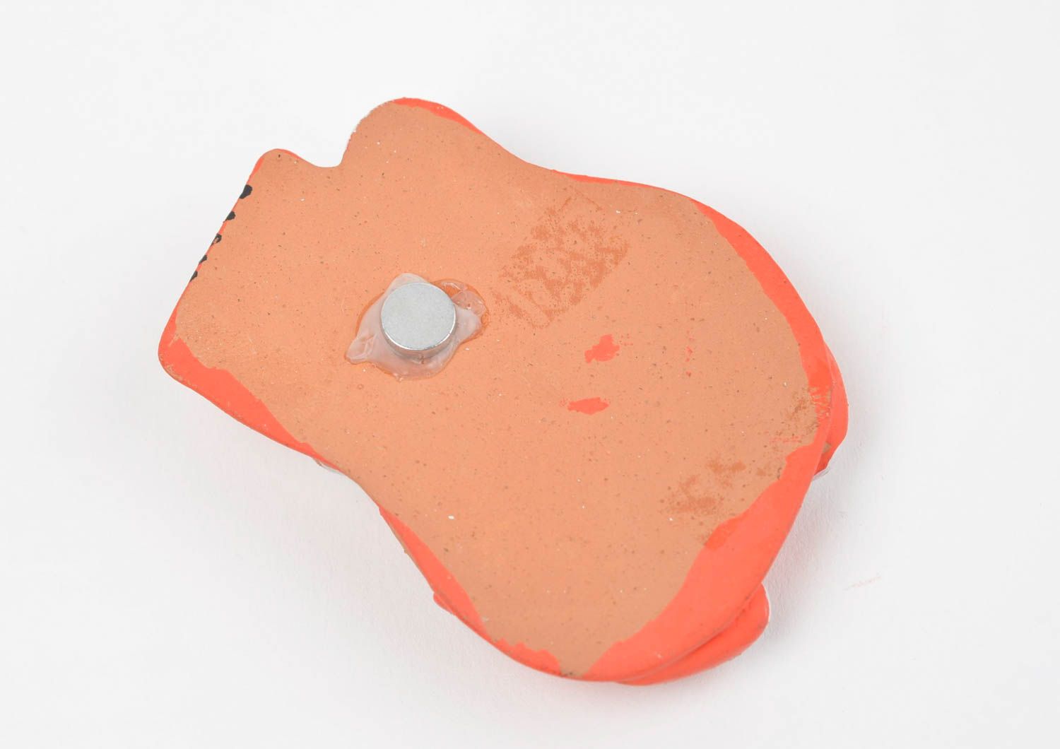Bunter lustiger handgemachter Kühlschrank Magnet aus Ton roter Kater hübsch foto 4
