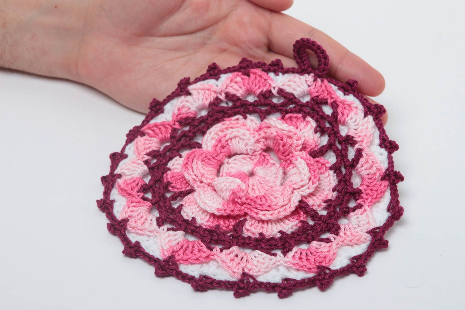 Agarradera al crochet artesanal accesorio de cocina textil para el hogar foto 5