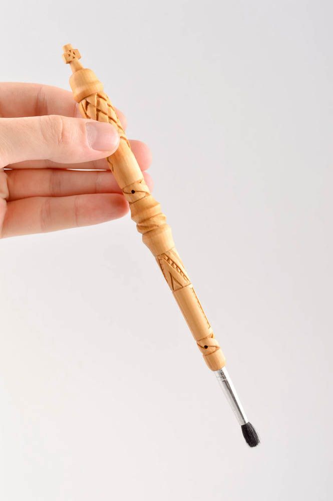 Pennello di legno per olio fatto a mano prodotto di legno di bosso per cresima

 foto 5