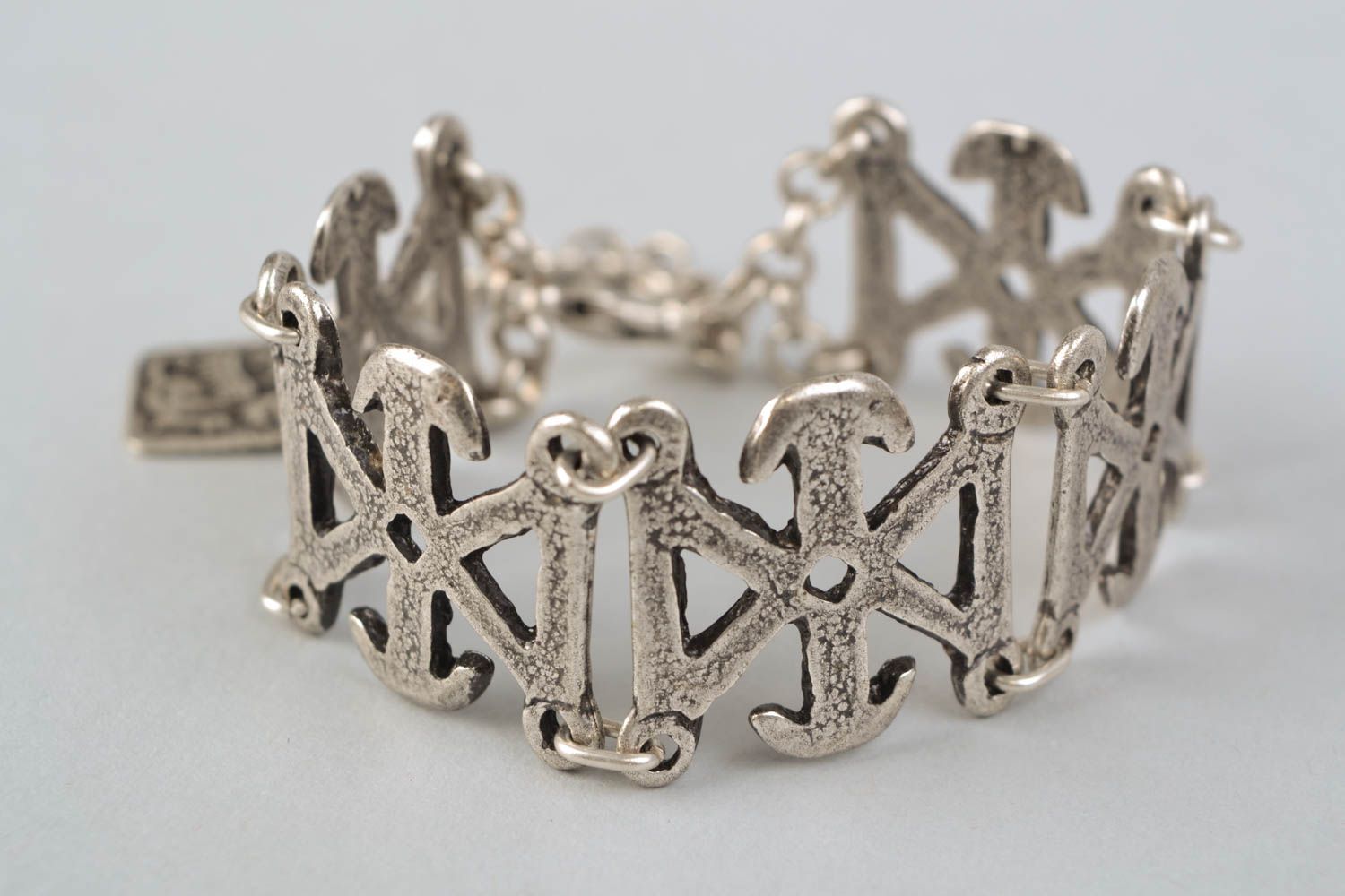 Bracelet en métal ethnique fait main original zinc aluminium cuivre pour femme photo 5