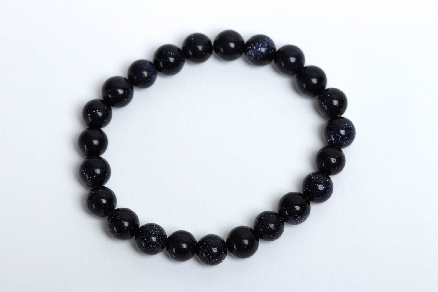 Handmade natural aventurine stone beaded bracelet in black color for young girls photo 2