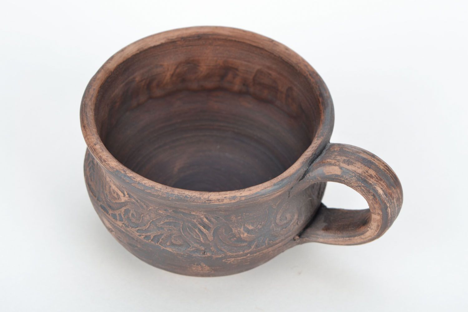 Clay 5 oz coffee cup with handle and no pattern photo 5