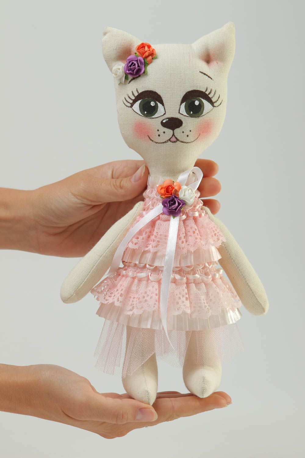 Muñeco de trapo hecho a mano decoración de interior juguete de peluche Gato foto 5